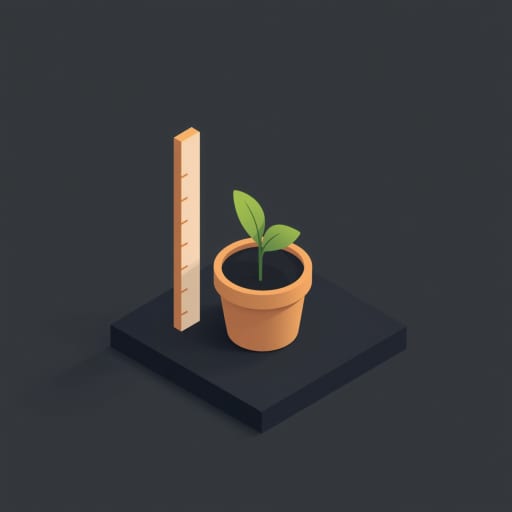 Seedling in a pot beside a ruler, a pilot growth metaphor for the first operating request.
